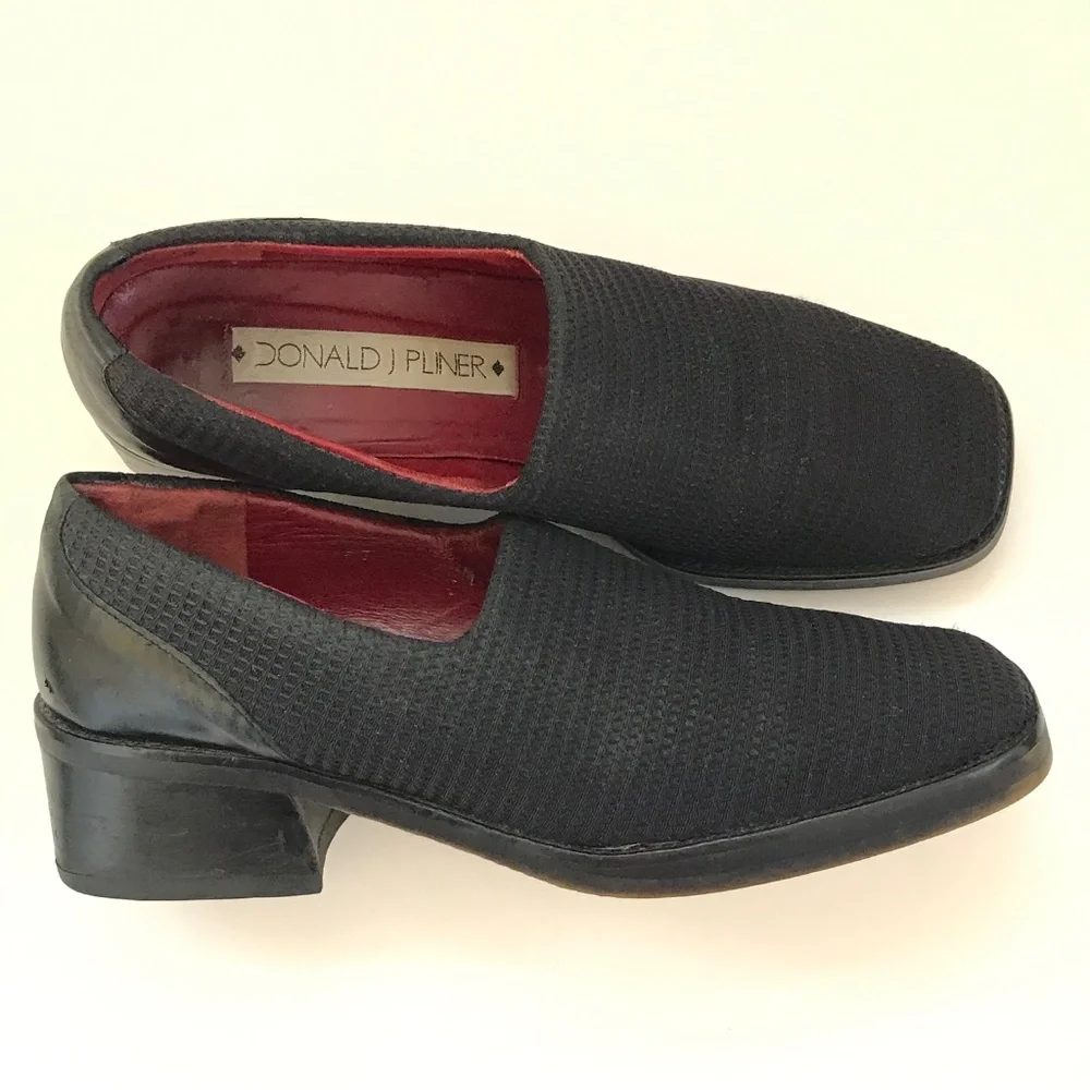DONALD J. PLINER Black Loafer Chunky Heel Square Toe Women’s Size 6.5